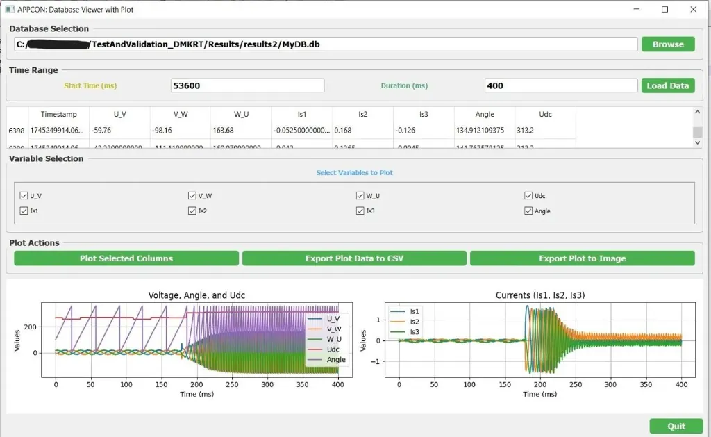 Database Viewer with Plot